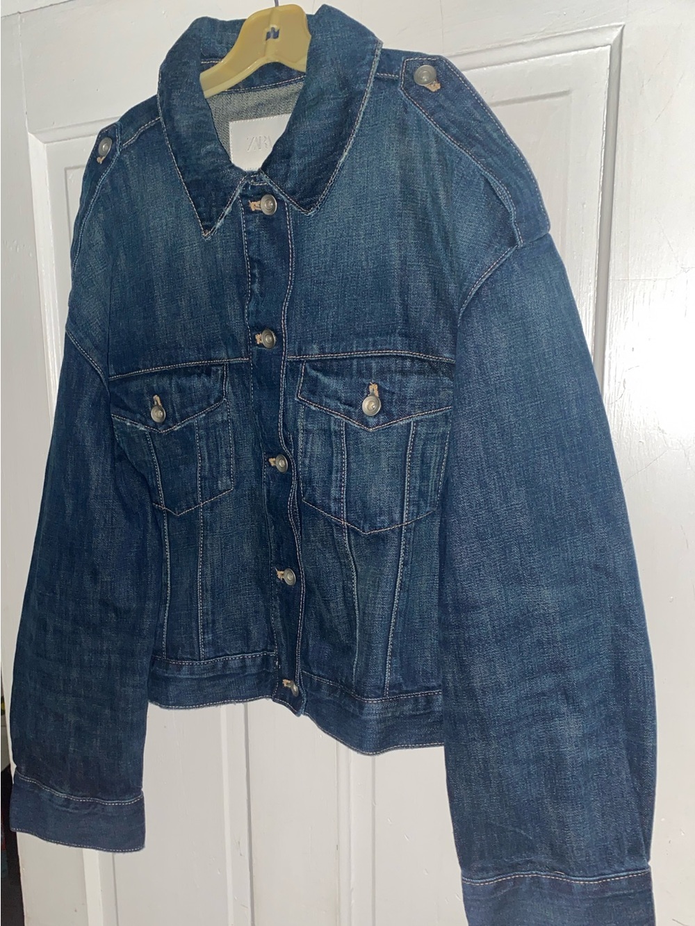 Zara Dark Blue Denim Trucker Jacket - Women's